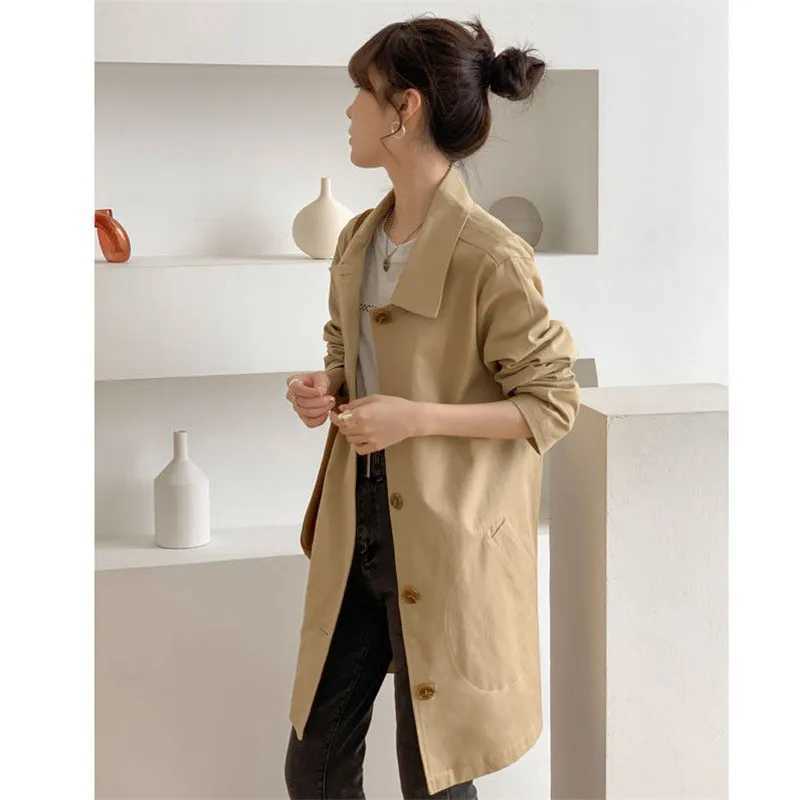 Fashion Womens Trench Coat Korean Style Khaki Spring Autumn Lined Coat Single Breasted Casual Windbreaker Outerwear FemaleX240921