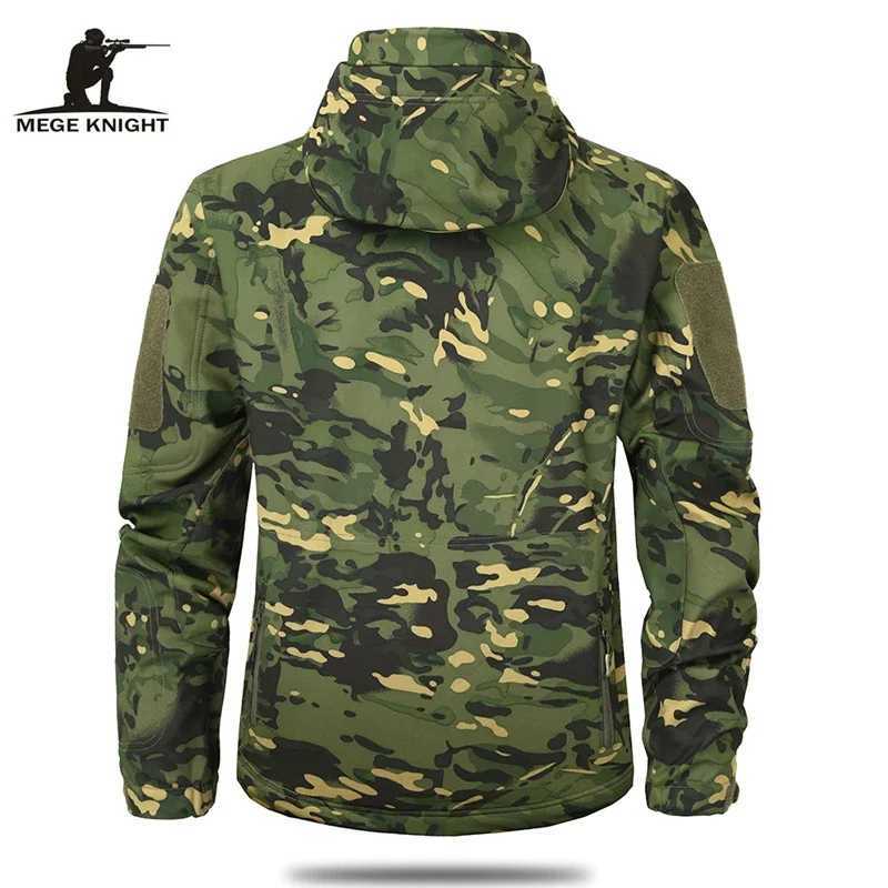 MEGE mens military camouflage wool tactical jacket mens waterproof soft shell windproof winter military hooded jacket hunting suit W240920