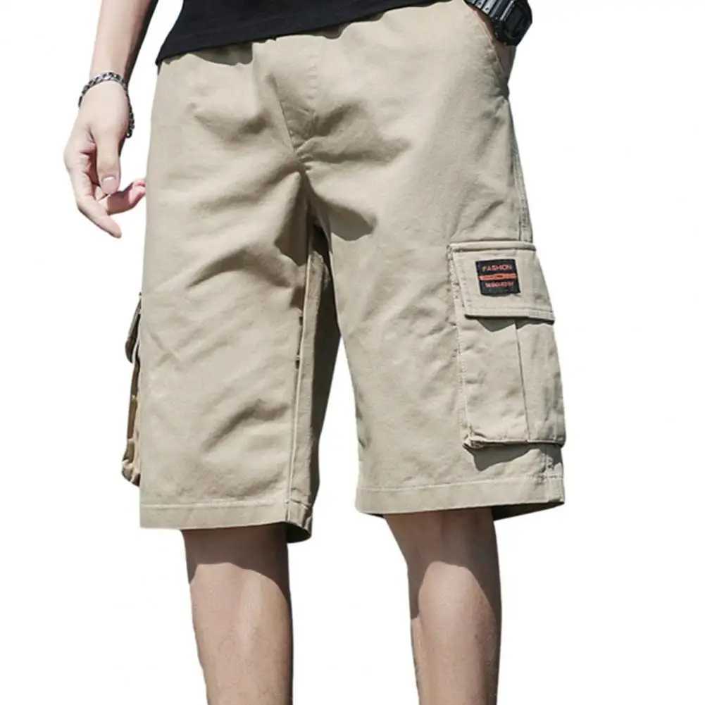 Men Cargo Shorts Loose Straight Multi Pockets Shorts Elastic Waist Casual Knee Length Deep Crotch Sport Shorts For SummerX240921