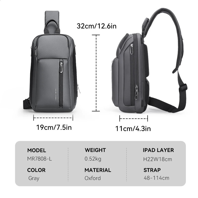 MarkRyden Colonne Fashionable chest bag outdoor casual waterproof shoulder cross body large space mens sling 240919