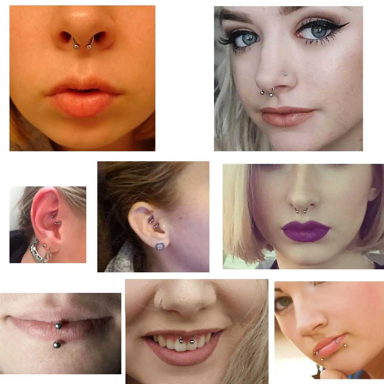 Lip Rings 2PCS Labret Jewelry Lip Barbell Ring Snake Bite Piercing Jewelry 16G Helix Earring Daith Tragus Cartilage Stud Y240921