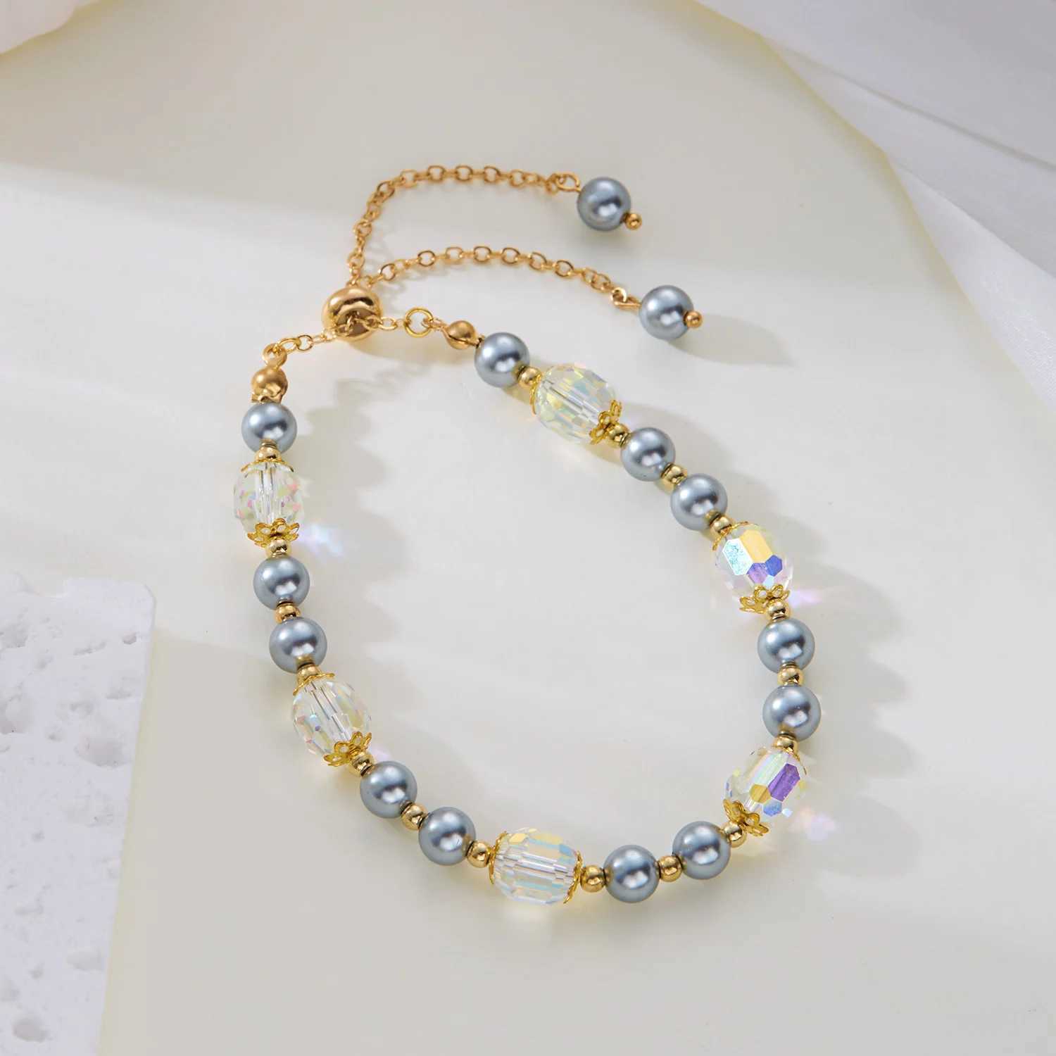 Vintage Elegant Imitation Pearl Bracelet for Women Girls Fashion Design Crystal Beads Adjustable Chain Bracelet Jewelry GiftsX240921