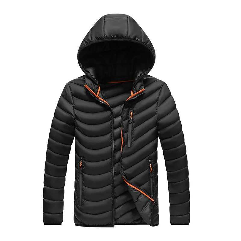 Autumn and winter mens park windproof and warm casual outdoor fashion mens down jacket windproof cotton thick mens hooded jacket W240920
