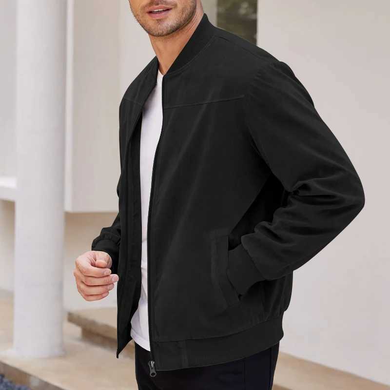 Spring And Autumn Vintage American Mens Jacket Suede Solid Color Cardigan Zipper Lapel Coat Quality Fashion Mens Clothing M240921
