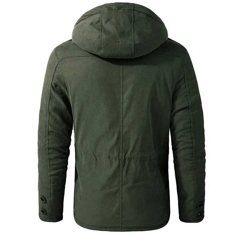 2024 mens cotton Parka cotton pad windproof and warm hooded cashmere jacket thick winter jacket with wool lining for men W240920