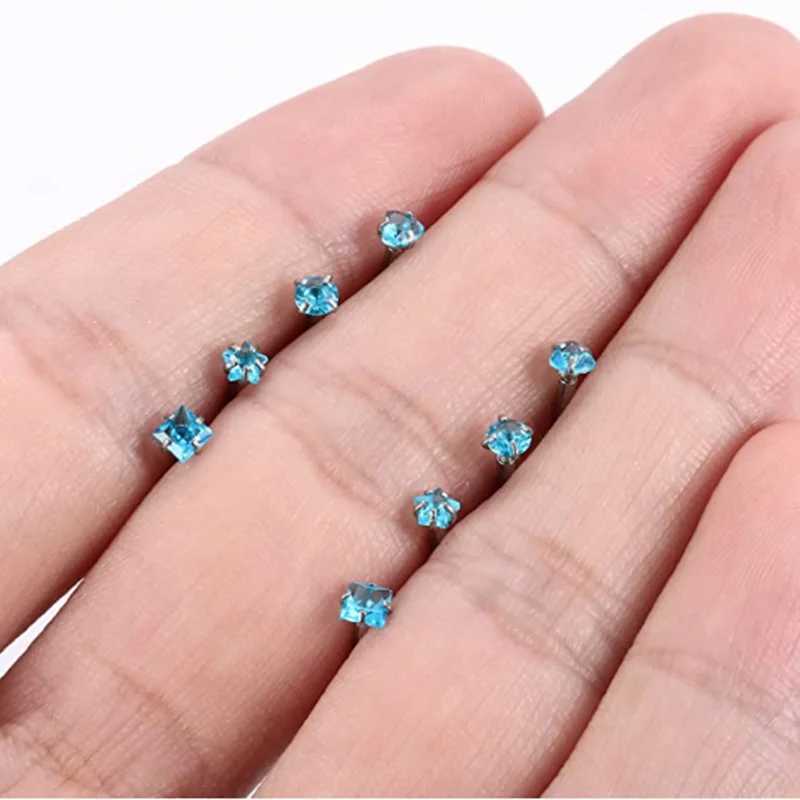 4PCS Heart Crystal Tragus Piercing Earring Set Flat Labret Piercing Set Lip Ring Lot Conch Cartilage Stud Helix Lobe Earring Set Y240921