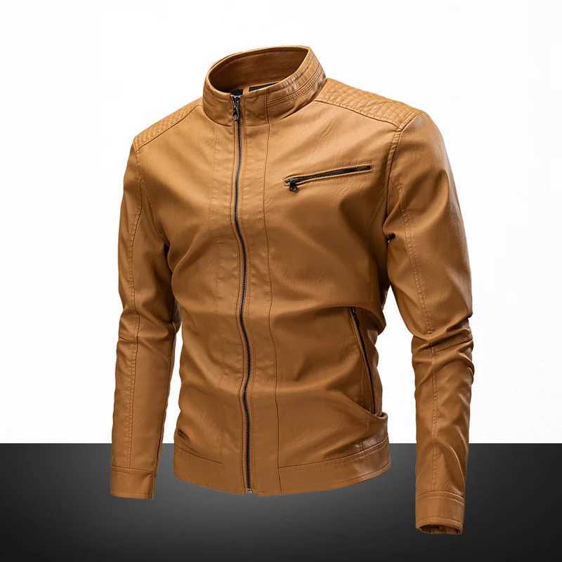 Mens Slim 2024 PU Leather Jacket Motorcycle Mens Jacket Autumn Winter Warm Black Outdoor Coat Coats 5XL Plus Szie W240918