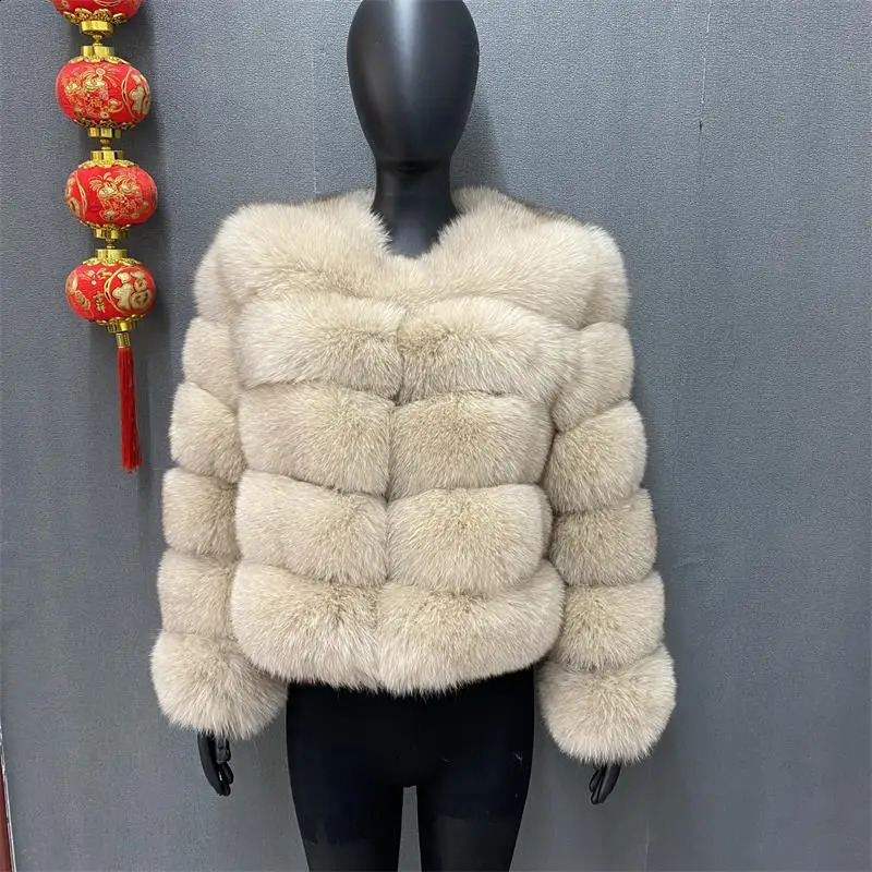style fur coat 100% natural fur jacket female winter warm leather fox fur coat high quality fur vest 240911