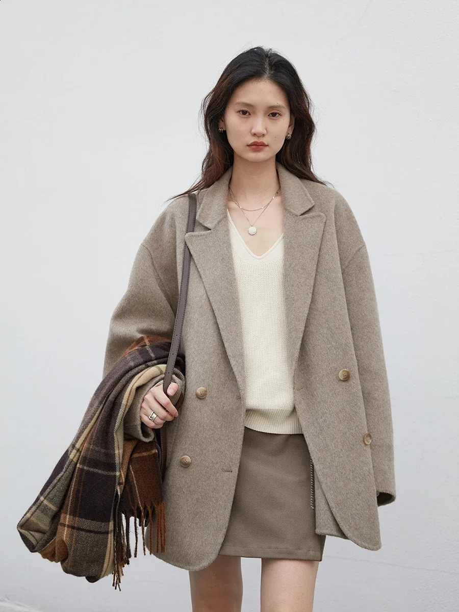 CHIC VEN Womens Woolen Coats Korean Loose Casual Retro Double-Sided Warm Jackets Office Lady Outerwear Autumn Winter 240912