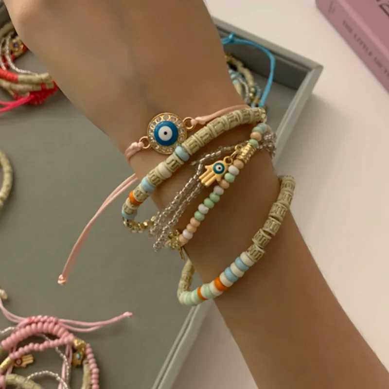 Vintage Bohemia Multilayer Elastic Beaded Bracelets Set For Women Evil Eye Beads Combination Handmade Bracelet Jewelry GiftX240921