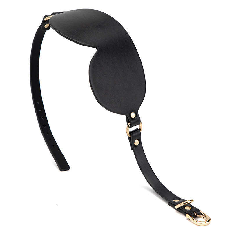 SM sex prop black blackout eye mask, high-quality PU leather sex eye mask, teasing and flirting adult sex toy