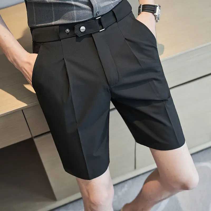 Comfortable Elastic Waist Cargo Shorts Straight Simplicity Handsome Button Pockets Solid Zipper Fashion Casual Mens ClothingX240921