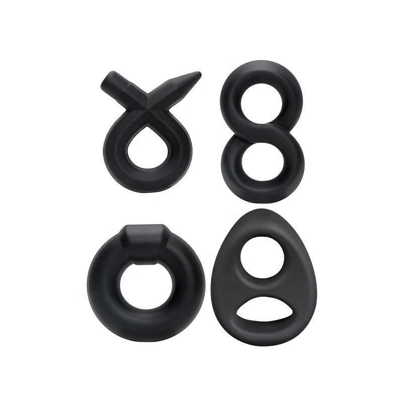 Liquid silicone 8-shaped sex toys rings sleeve double delay ejaculation glans penis cage cock black cock rings for men