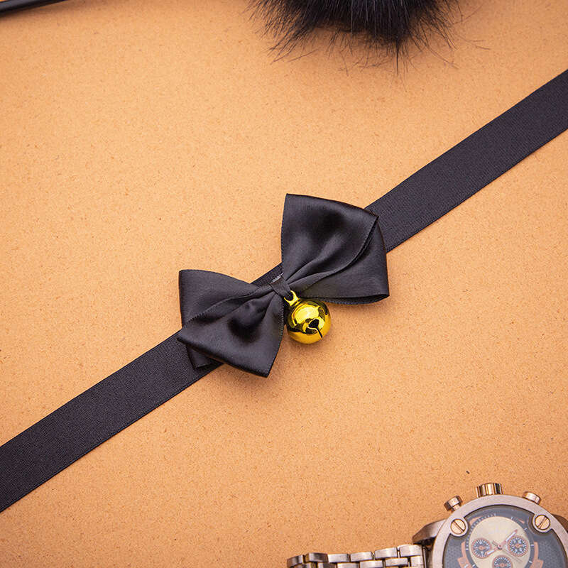 SM Sex Prop Polyester Braided Belt Black Bow Bell Collar Alternative SM Adult Products Hair Replacement