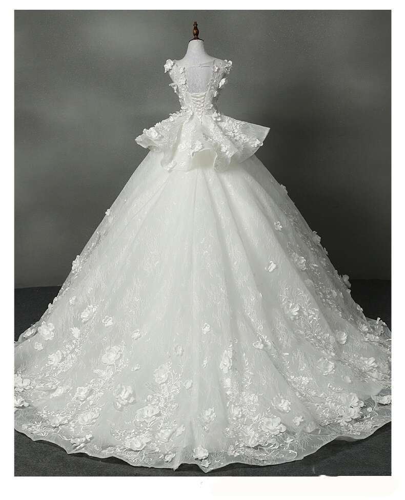 Urious Appliques Wedding Dresses Sheer O Neck Bridal Gowns Custom Made Wer Lace Up Vestido De Novia
