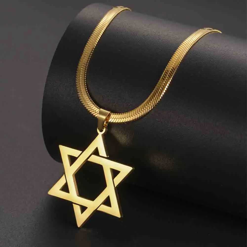 My Davids Star pendant necklace suitable for women Je six point star charm necklace stainless steel retro jewelry W240918
