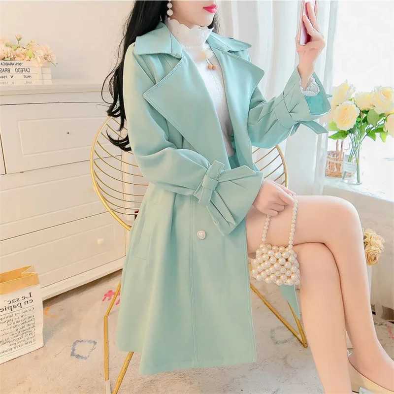 Medium long Women Jackets Korean Spring Autumn New 2024 Fashion Slim Long Sleeve Ladies Windbreaker Outerwear Female Coats TopX240921