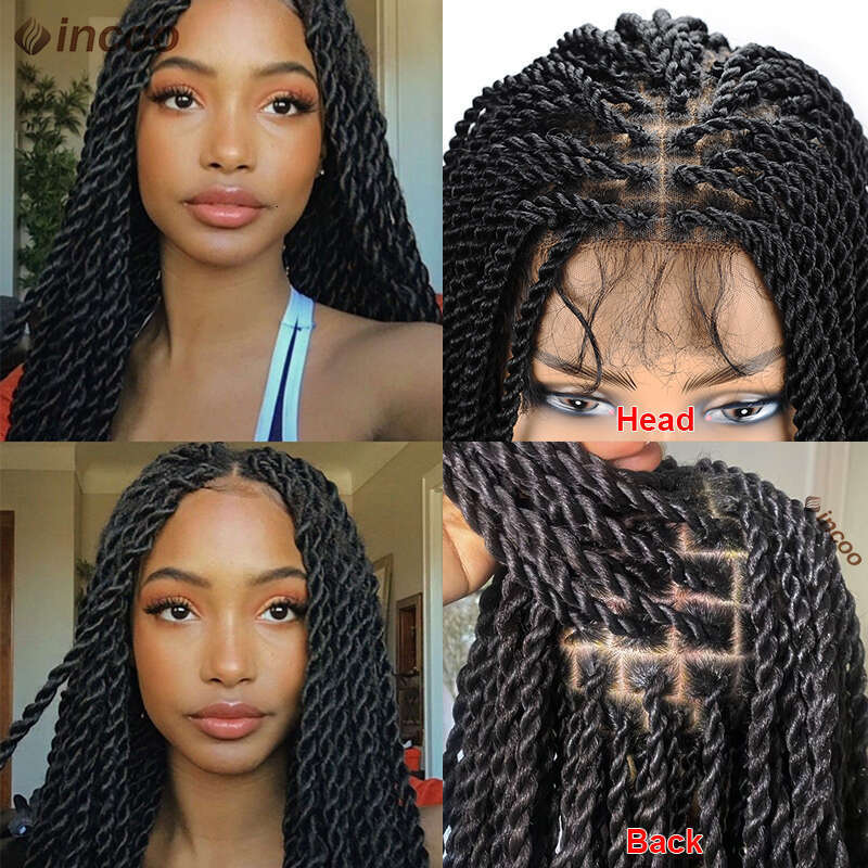 Senegalese Twist Front For Black Women Synthetic Full Lace Frontal Wigs Pre Plucked Box Braids Passion Twists