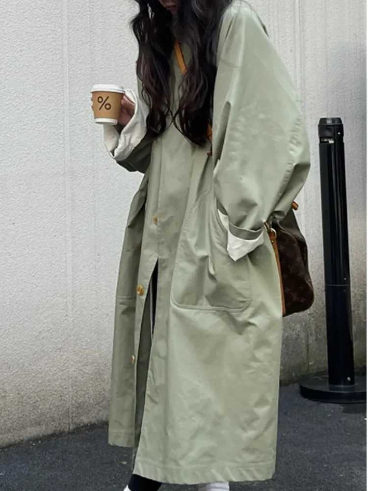 JNMC Fashionable And Simple Solid Color Single Breasted Lapel Long Sleeved Trench Coat For Women 2024 Spring Autumn New ItemX240921