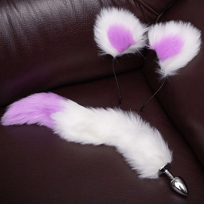 Sexy SM prop tuning metal anal plug alternative cosplay cat ear headband tail anal plug two-piece set hair replacement