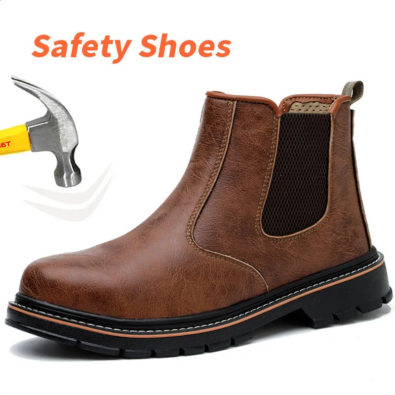 Waterproof mens steel toe work boots shock-absorbing safety shoes 241030