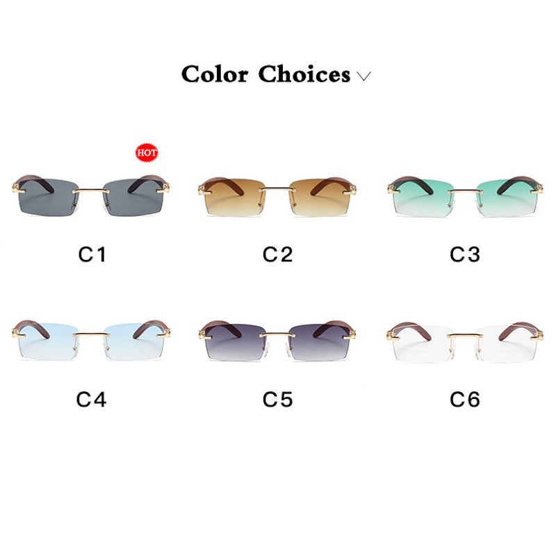 Square Rimless Sunglasses Men Rectangle Fashion Popular Men Shades Small Sun Glasses For Female Male Summer Traveling Purple S133 IVISTA