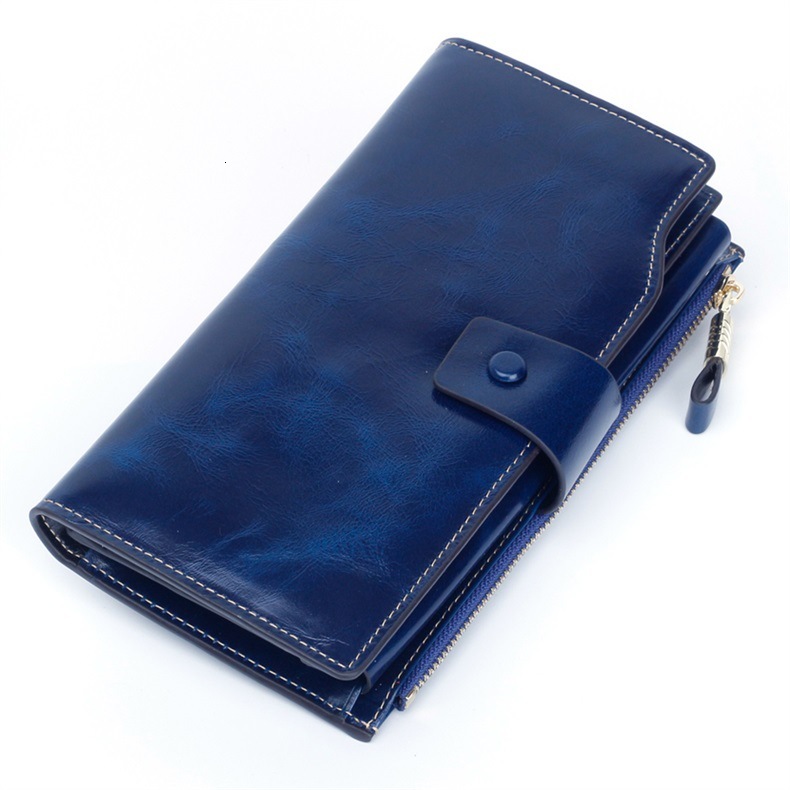 Large capacity multifunctional long women's Rfid leather handbag wallet