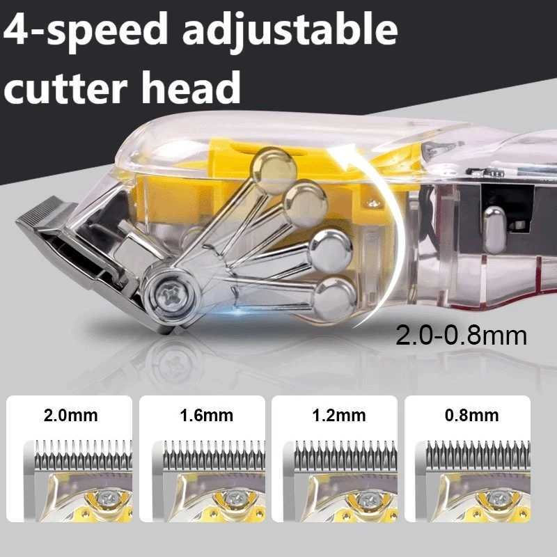 Professional Hair Trimmer Transparent Style LCD Digital Display Electric Hair Clipper Barber Rechargeable Hair Cutting Machine M240921