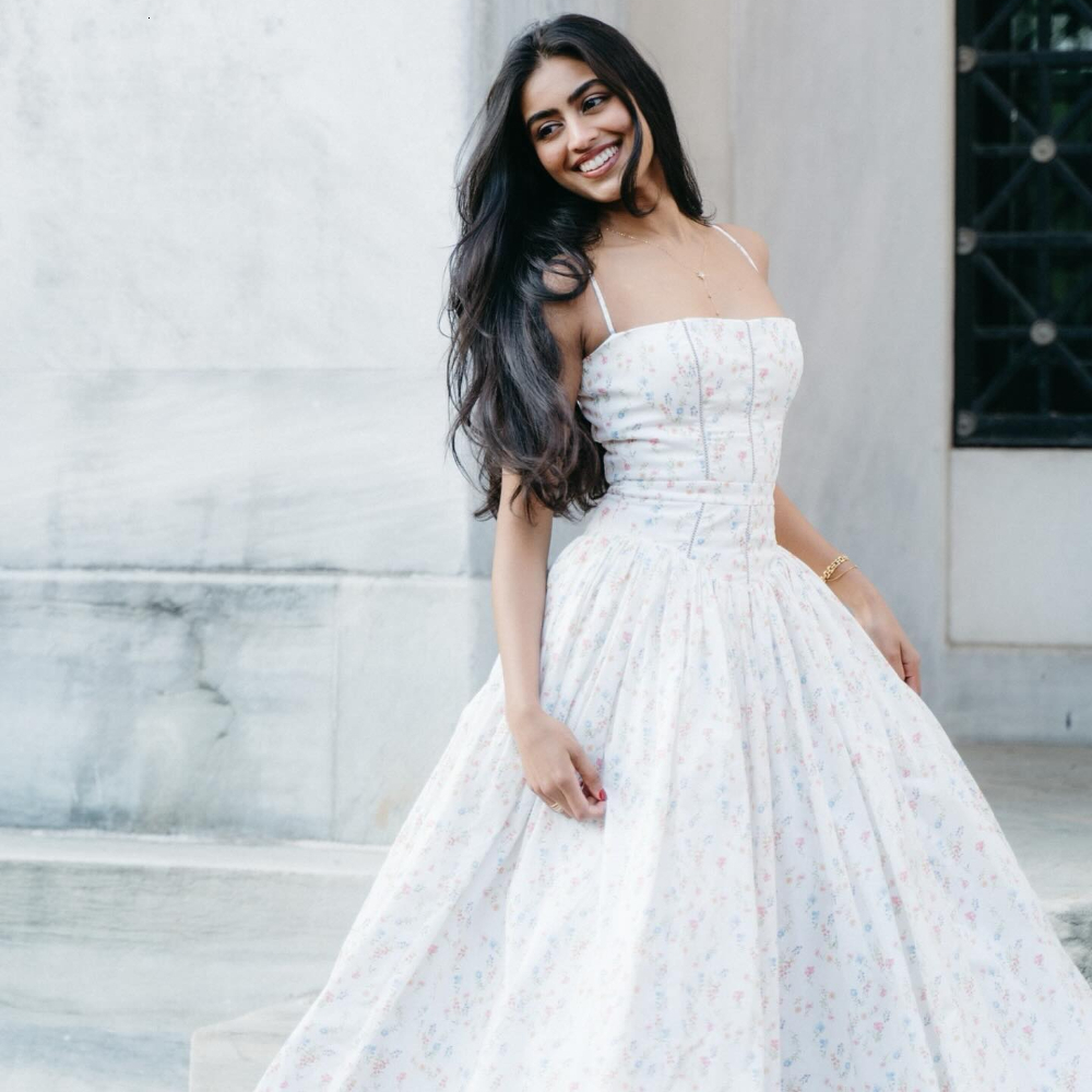 Mingimingxi Summer Elegant Party 2024 Ral Print One-Piece Graduation Dress Strap Midi Long Dresses Women's Clothing