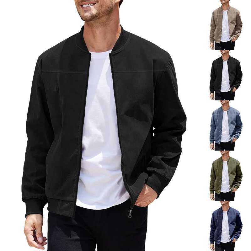 Spring And Autumn Vintage American Mens Jacket Suede Solid Color Cardigan Zipper Lapel Coat Quality Fashion Mens Clothing M240921