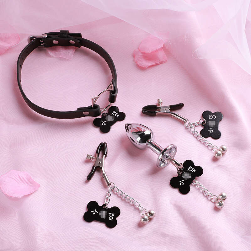 SM sex props, female slave sex collars with pendants, bells, metal anal plugs, small sao, breast clips, adult products