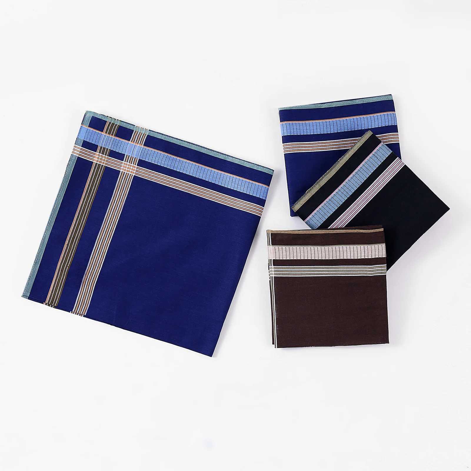 6/12 mens handle made of pure cotton square weave mixed with three colors classic retro business plaid dark multi-color gentlemans pocket W240921