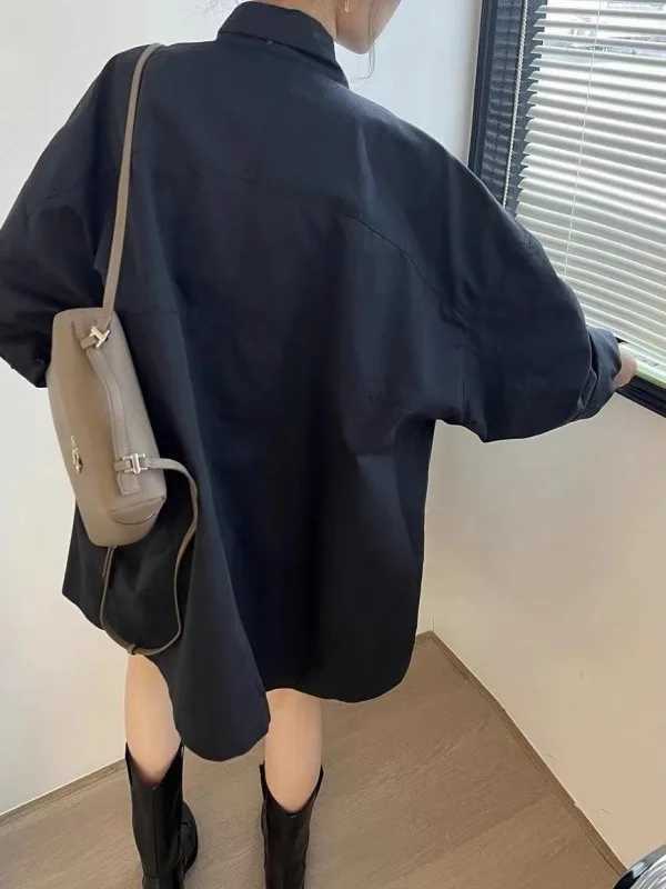 2024 Spring Wear Korean Thin Lazy Style Stand up Neck Loose and Casual Long sleeved Mid length Windbreaker Coat for Women KL9VX240921