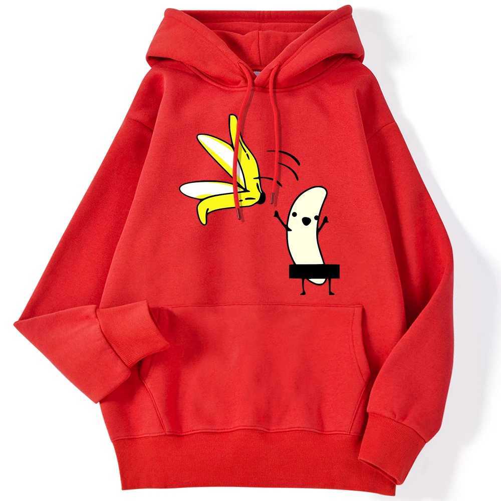 Street ladies hoodies lets take off banana peels fun prints comfortable and warm sportswear cute streetwear for women W240921