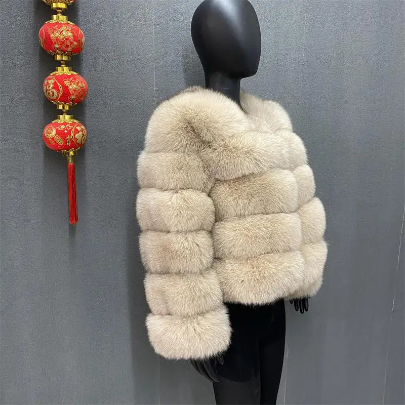 style fur coat 100% natural fur jacket female winter warm leather fox fur coat high quality fur vest 240911