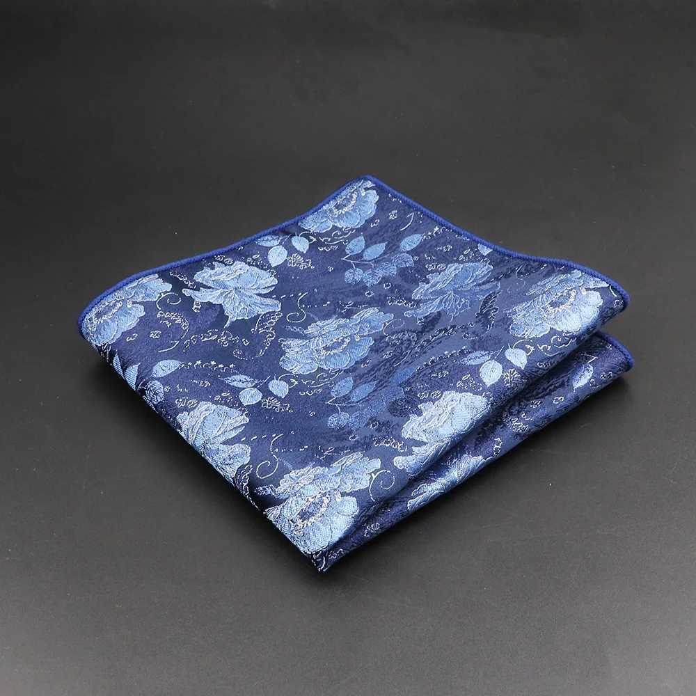 Men Hanky Pocket Squared Handkerchief Polyester Blue Red Hankerchief Flower Rose Floral Wedding Party Gift for Man AccessoryX240921