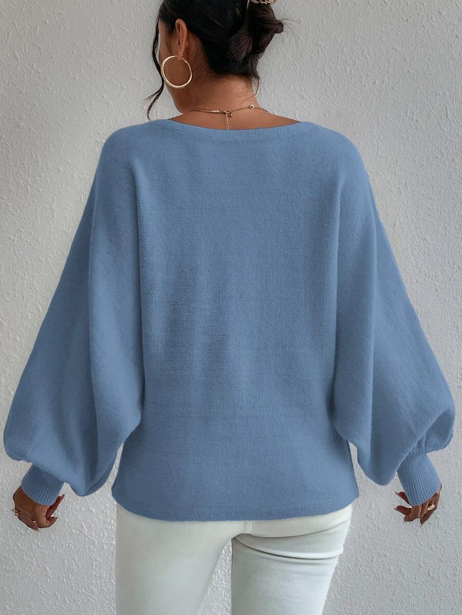 2024 new loose fitting pullover knitted sweater for women, lantern sleeves for top sweater