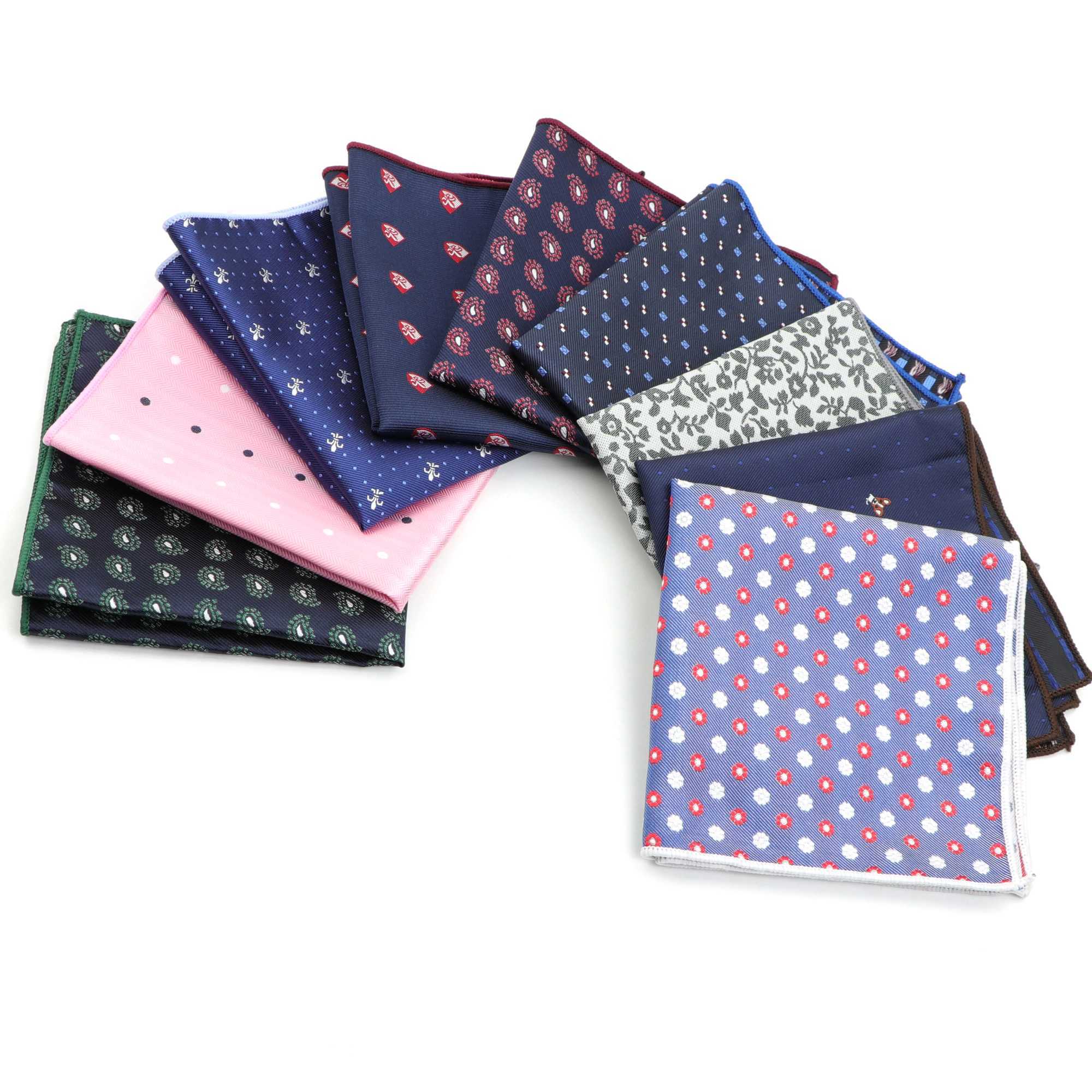 Mens Handkerchief Polka Dot Striped Woven Printing Pocket Square Hankies Business Casual Polyester Hanky NO.1-26X240921