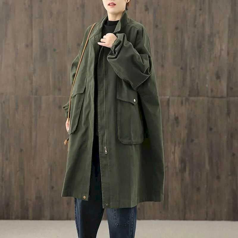 Solid Trench for Women Literary Long Sleeve Casual Korean Style Workwear Extra Long Vintage One-piece Coats Women Tops TrendX240921