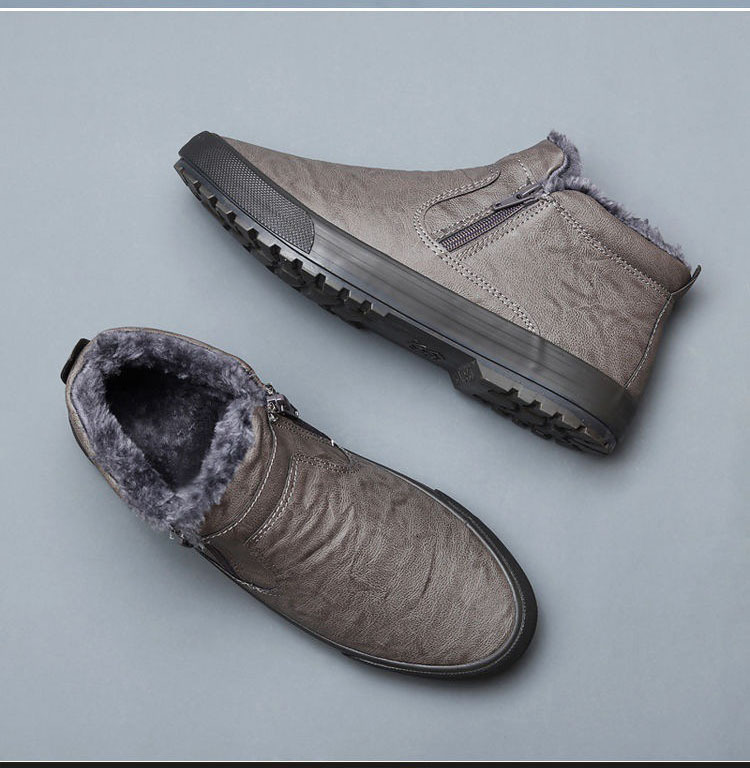 Free shipping designer shoes new winter style men's warm plush interior high top leather casual snow boots shoes balance platform boots