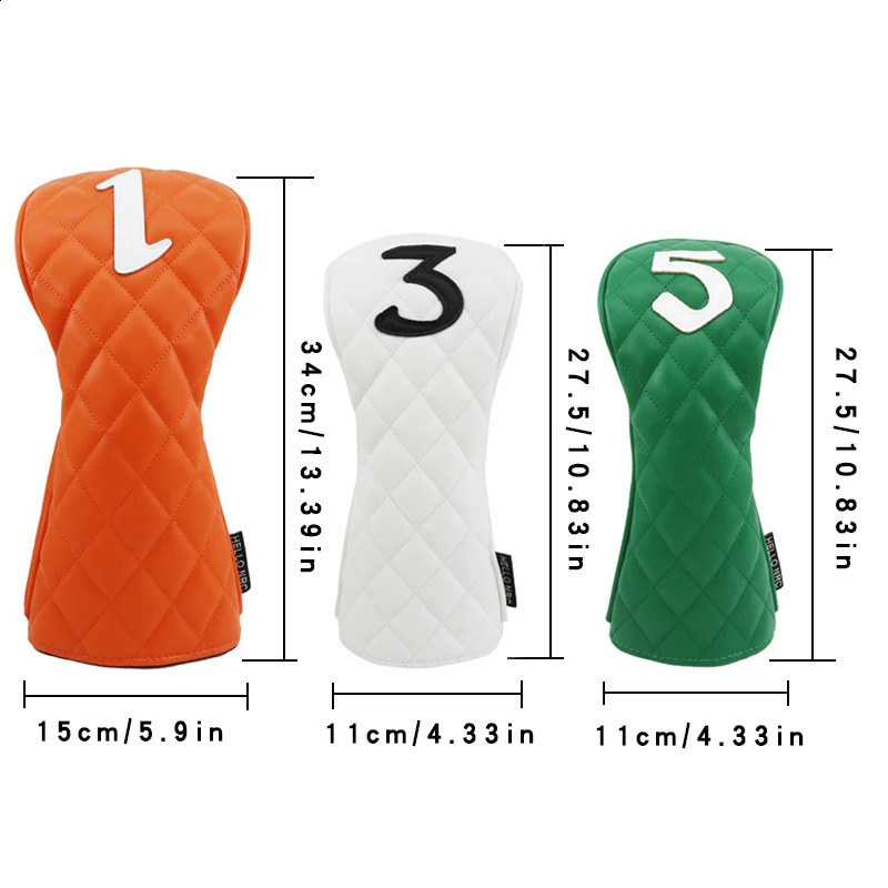 Golf Wood Cover Driver Fairway Hybrid Rhombus Shape Pattern Golf Waterproof Protector Set PU Soft Durable Golf Club Covers 240919