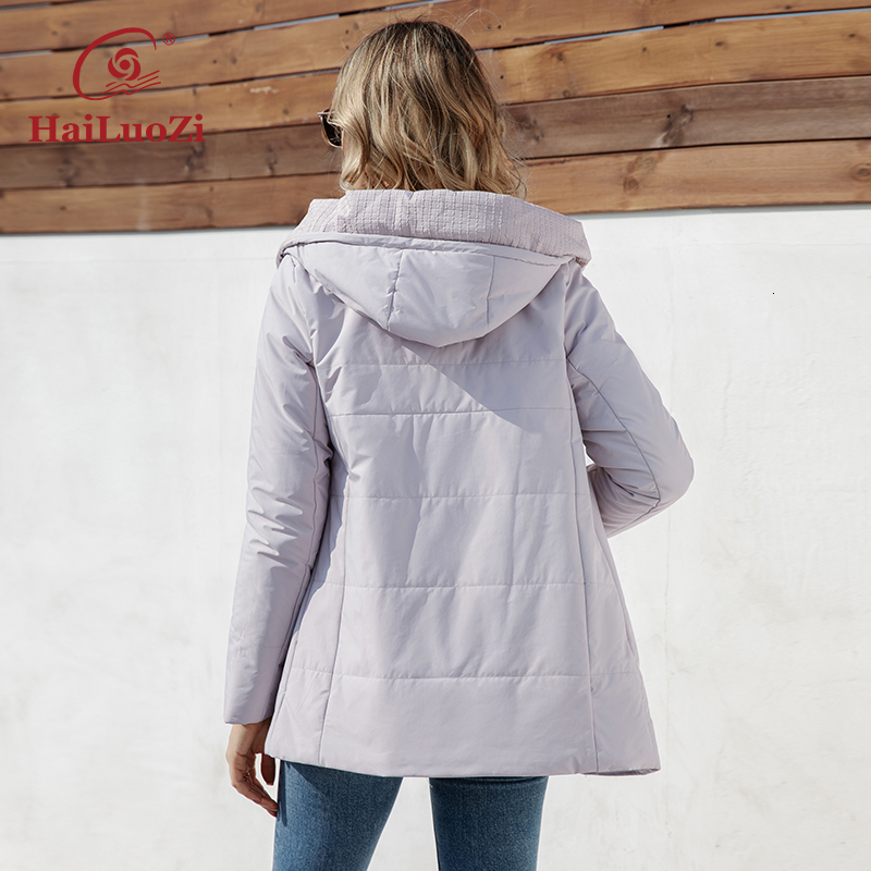 Hailuozi 2023 New Spring Women Jacket Short Slim Windproof Female Parkas Hooded Quilted Outwear Quality Zipper Women's Coat 3365