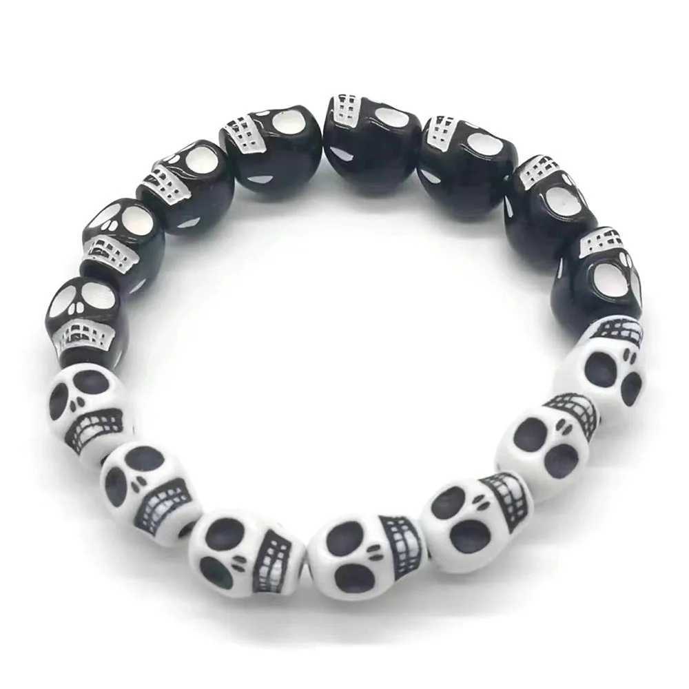 Retro Multi Color Personalized Skull Head Acrylic Beaded Bracelet for Halloween GiftX240921