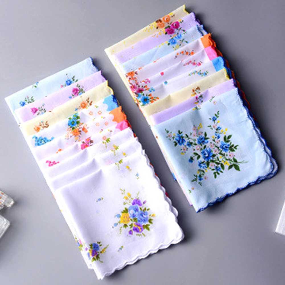 5Pcs Vintage Cotton Women Hankies Embroidered Butterfly Flower Hanky Floral Assorted Cloth Ladies Handkerchief Fabrics RandomX240921
