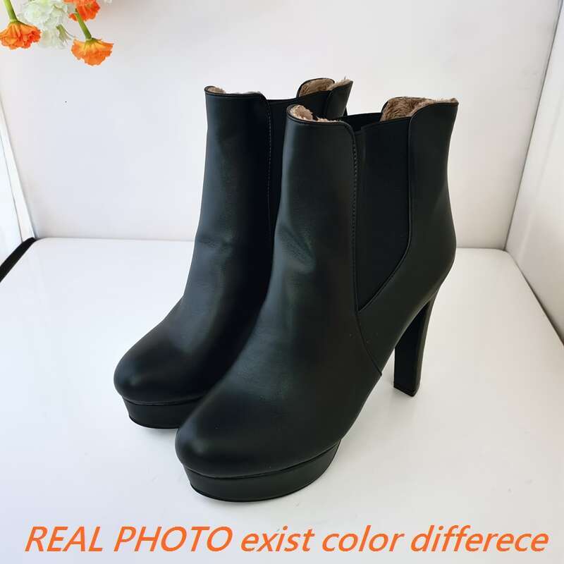 REAVE CAT Fashion Women's Ankle Boots Platform Sexy 12Cm High Black White Heels Shoes Ladies Zip Large Size 34-50 F1494