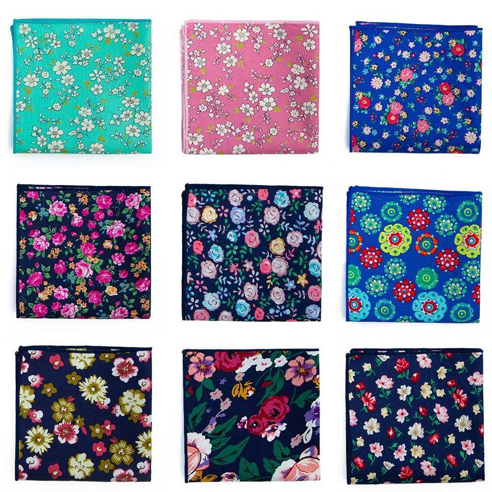 Cotton Handkerchie new 25x25cm printed flower paisley pocket square fashionable retro set pocket towel W240921
