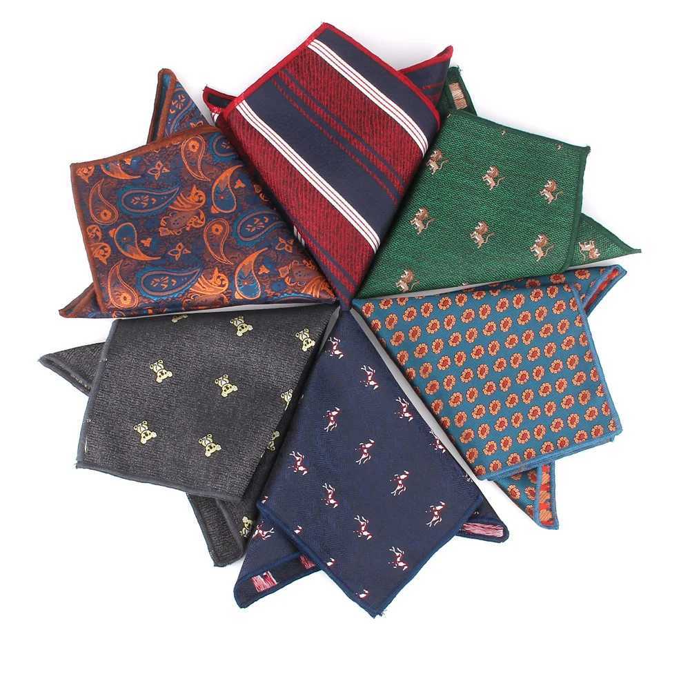Flower Pocket Square Mens Jacquard Box Towel Wedding Hanji Gentleman Hanji Mens Set Handheld Chief Pocket Towel W240921