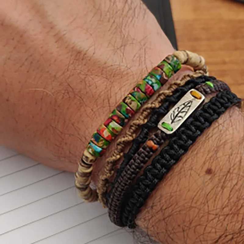 Handmade Coconut Bead Bracelet For Men Natural Meditation Jewelry Accessories Grade A Shell Braclet Beach Surfing Cycling JoiasX240921