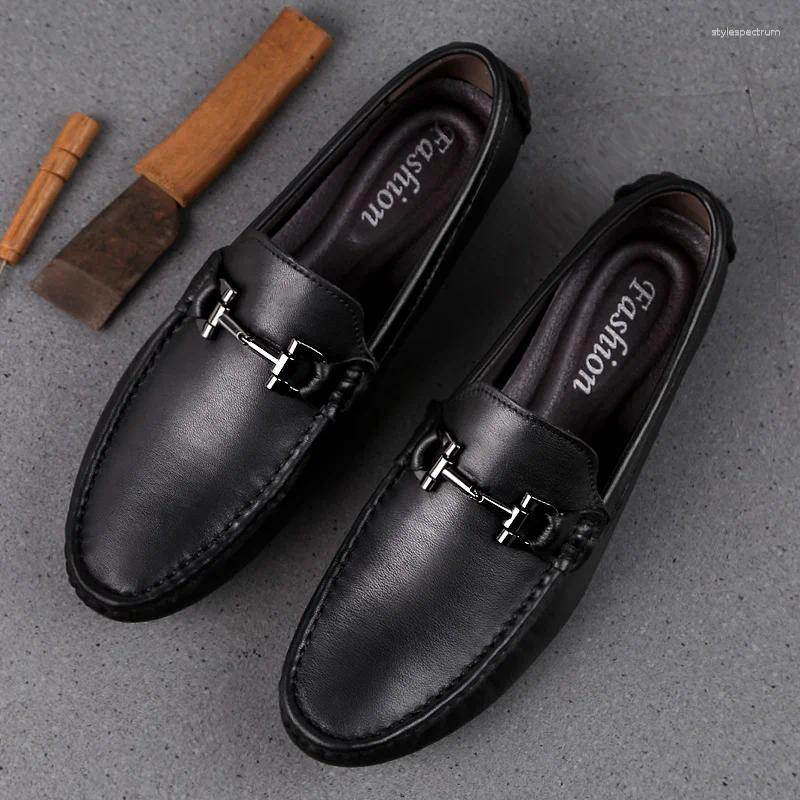 Dress Shoes Man Leather Genuine Summer Mens Moccasin Fashion Loafer Men Luxury Big Size 38-47 Male Casual Footwear