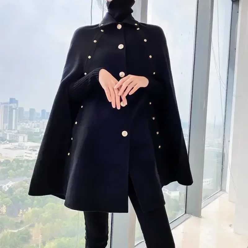 Winter Warm Scarf Womens Luxury Brand Womens Batwing Sleeve Raincoat Thick Shawl and Wrap Design Womens 2024 New Black T305 W240921